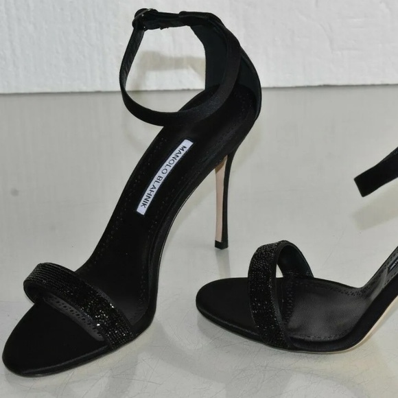 Manolo Blahnik CHAOS CRYSTALROCK Black Satin Sandals Size: 11 | IT 41 - Picture 15 of 16